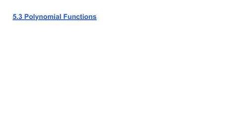 5.3 Polynomial Functions