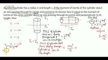 A uniform cylinder has a radius R and length L. If the moment of inertia of this cylinder about an a