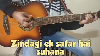 Video thumbnail of "Zindagi ek safar hai suhana guitar chords | Instrumental cover | DivyanshGuitarKing"