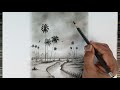 How to draw a  palm trees landscape scenery by pencil with easy ways.