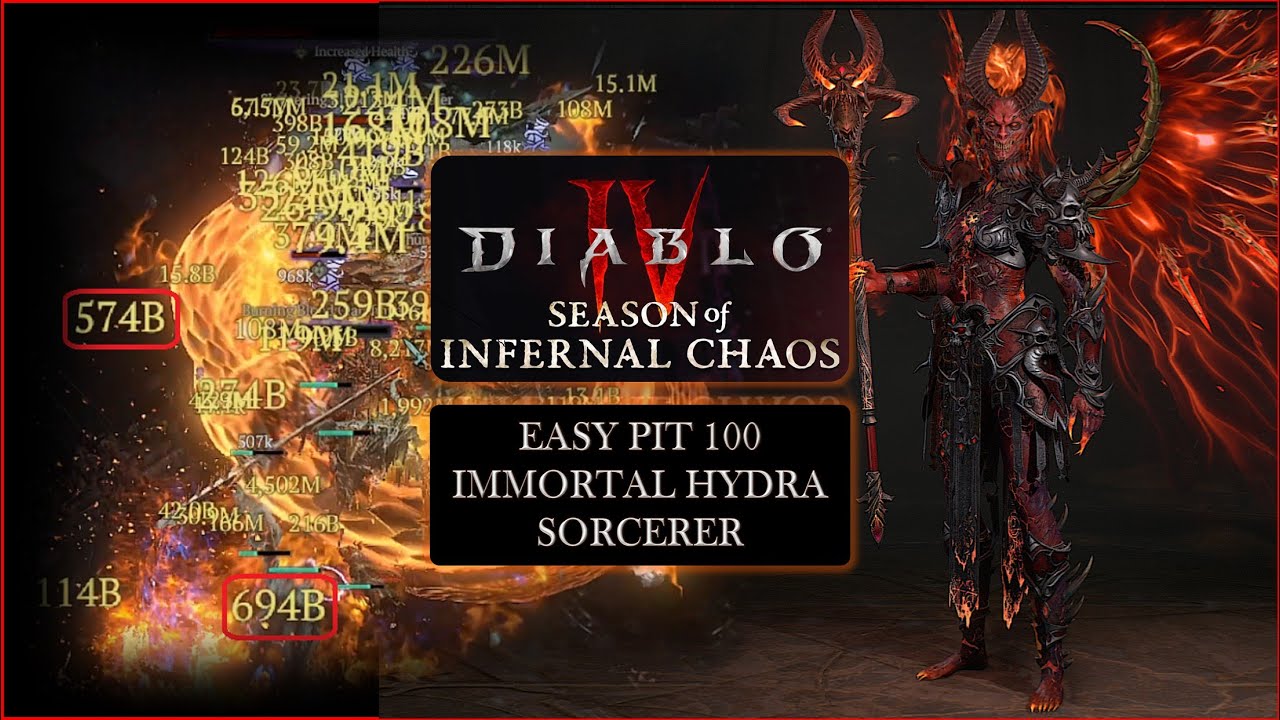 Easy Pit 100 Immortal Hydra Sorcerer - Diablo 4 Season 10 - YouTube