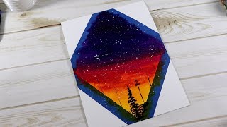 (16) Easy Abstract Night Sky Acrylic Painting / Acrylic Painting Tutorial