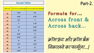 Formula for across front & across back | क्रॉस फ्रंट और क्रॉस बैक के लिऐ फॉर्मूला |