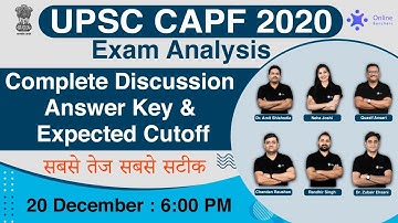 UPSC CAPF AC 2020 Exam Analysis | Expected Cut off | CAPF 2020 Answer Key | Online Benchers