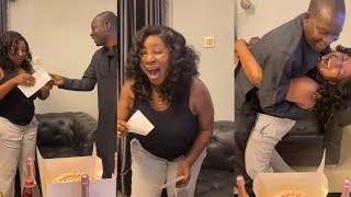 MOMENT ACTOR AFEEZ ABIODUN GIFTS HUGE AMOUNT OF MONEY WIFE ACTRESS MIDE MARTINS ON HER