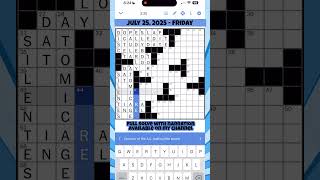 NYT X-Word 7/25/25 #nytcrosswordanswers #crosswordpuzzles