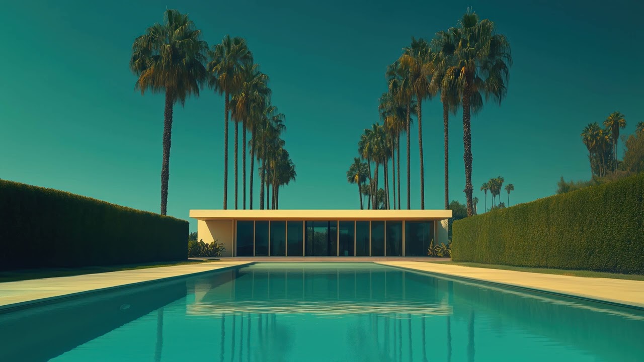 Palm Springs Poolside TV Art Screensaver | 1 Hour Midcentury Display (No Music)