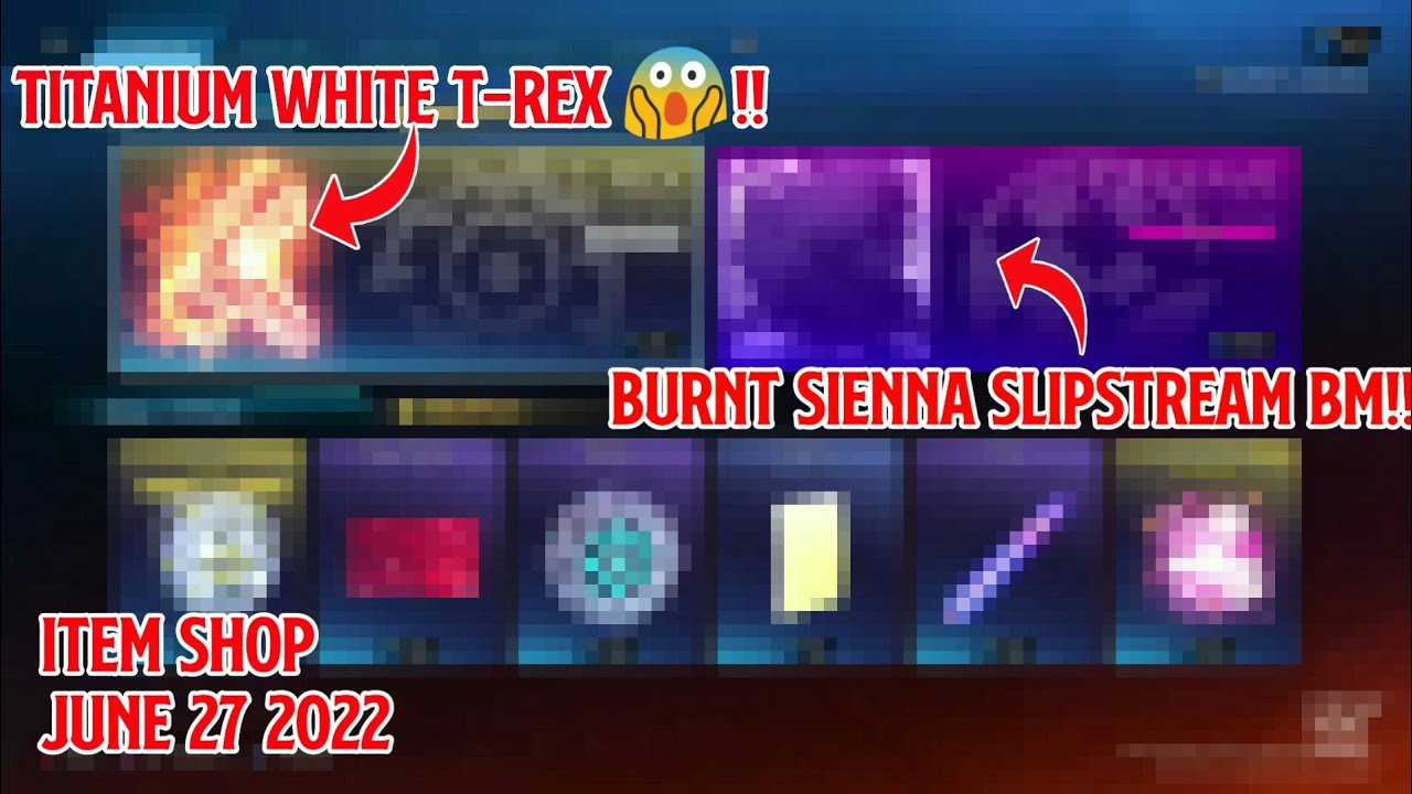 Rocket League item shop today June 27 2022 Titanium White T-Rex,Burnt Sienna Slipstream BM,Grass