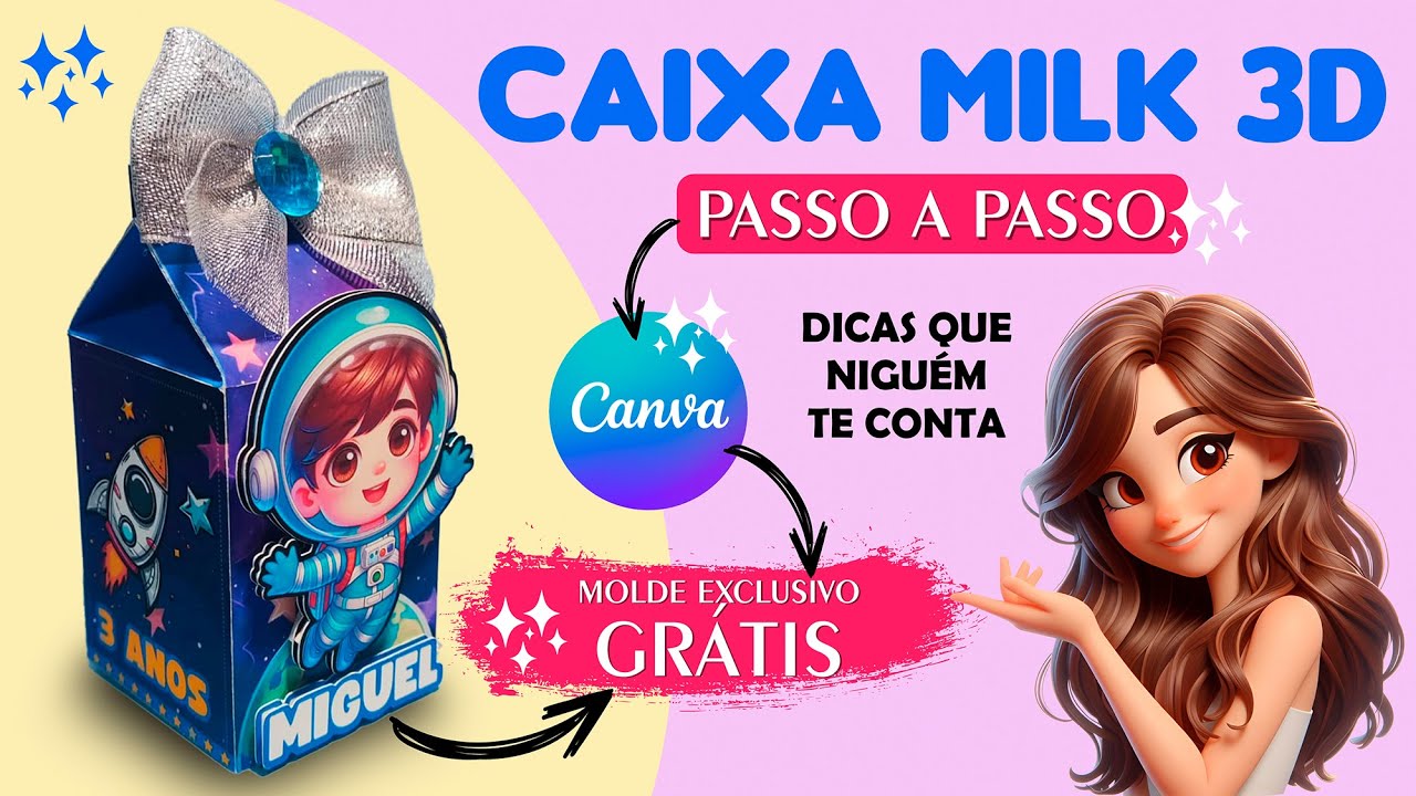 CAIXINHA MILK 3D Canva, SEM EXPERIÊNCIA, FÁCIL, DICAS! (Passo a Passo + Molde EXCLUSIVO GRÁTIS)