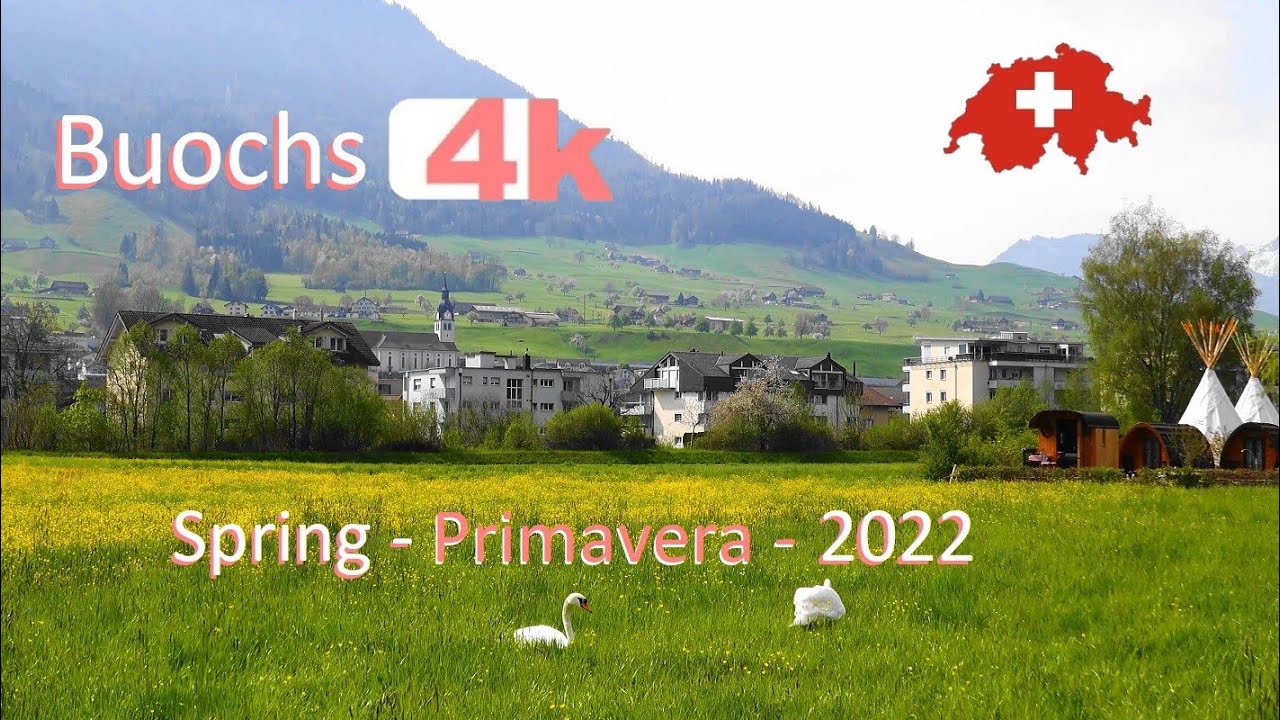 SWITZERLAND - Buochs - PART 3 - LUNGERN - Walking Tour beautiful villages - hermosos pueblos - 4k