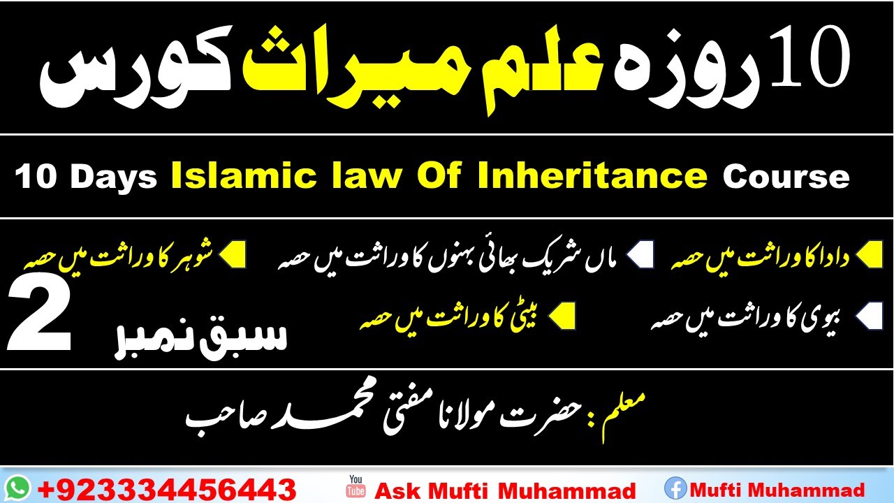 Ilm e Meeras Lec No 2 | Islamic law of inheritance | Siraaji and Meeras Lectures By Mufti Muhammad
