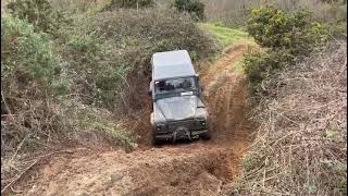 Land rover Defender 90 trying to climb a mild slope