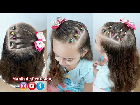 Penteado Infantil Lateral com Amarração, Elásticos Coloridos e Trança Bolha, Penteado Infantil Lateral com Amarração, Elásticos Coloridos e Trança  Bolha, By Mania de Penteado