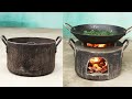 Creative Outdoor Wood Stove _ The Idea Of Cement And Pot Is Broken