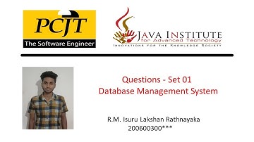 Question Set 01 | Database Management System | Java Institute | Isuru Lakshan Rathnayaka