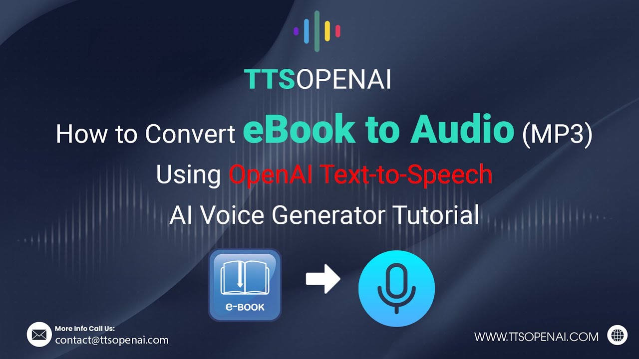 Convert EPUB, ODF, ODS, AZW, Ebooks to MP3 ( Audiobooks ) with OpenAI TexttoSpeech YouTube