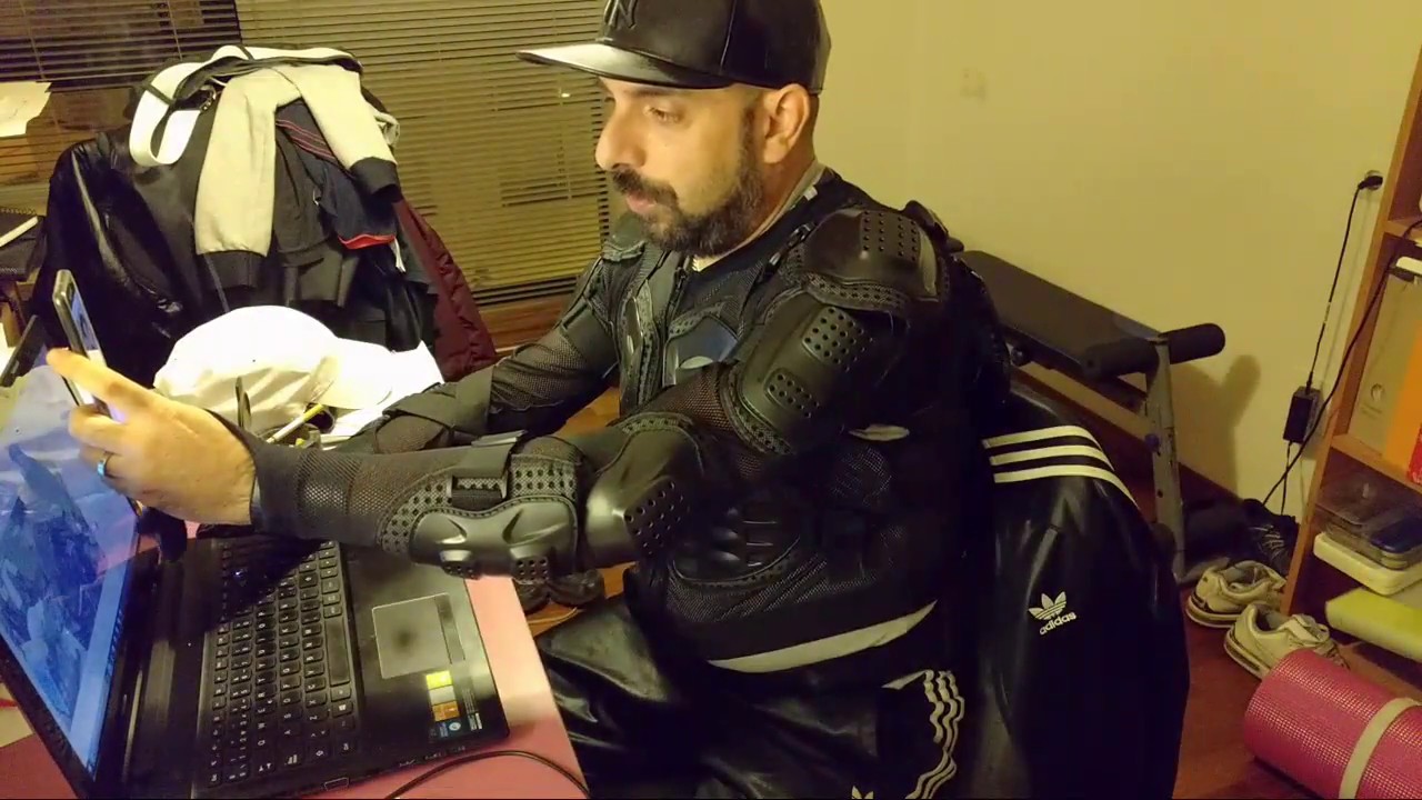 Live video smoking in MX biker armour