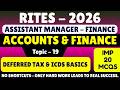 Deferred Tax &amp; ICDS Basics MCQS | RITES Assistant Manager Finance 2026 | RITES AM Finance MCQS PDF