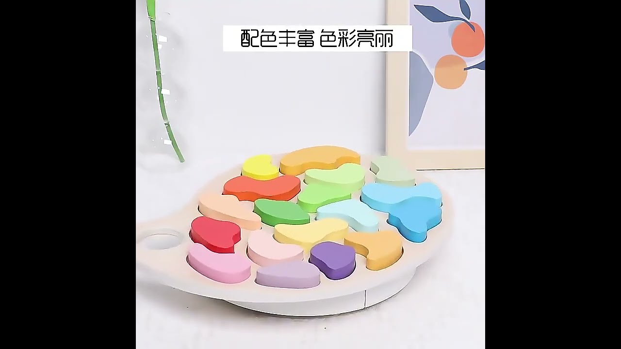 Wooden Role Play Toy Kids Color Cognitive Palette Color Matching Children Wooden Puzzle Board Toys