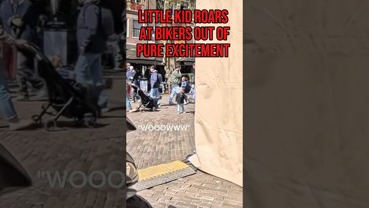 Little Kid Roars At Bikers Out Of Pure Excitement @mt0bitch on IG #biker#kid#funny