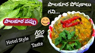 పాలకూర పోషకాలు గని... | Palakura Pappu  Recipe In Telugu | Spinach Health Benefits