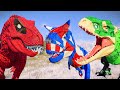 (🦖 Jurassic World Evolution 2)Deadpool T-Rex,Captain Carnotaurus,Green Lanter I-Rex Dinosaurs Fight