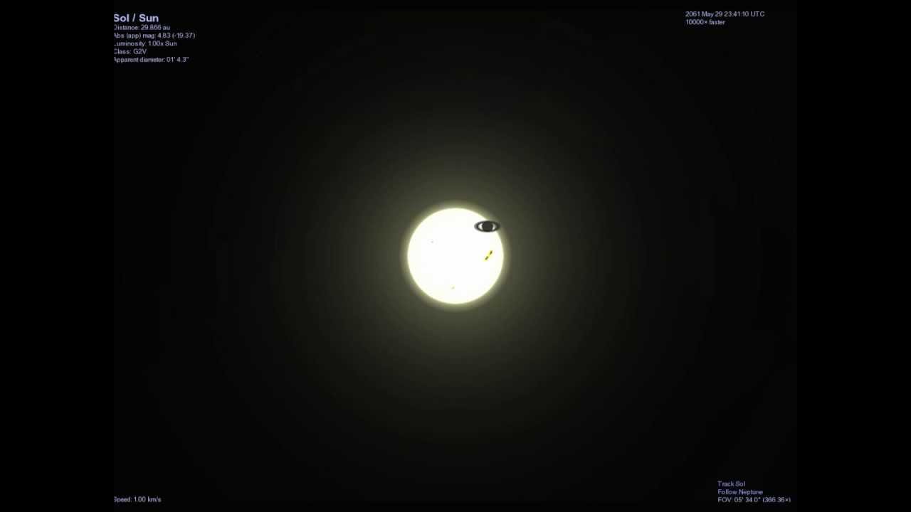 Transit of Saturn from Neptune May 2061 (Celestia) YouTube