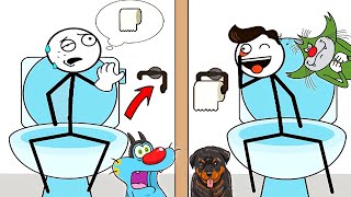 OGGY AND JACK AND CHOP BECOME THIEF IN STICKMAN THIEF PUZZLE GAME HINDI | ROCK INDIAN GAMER screenshot 5