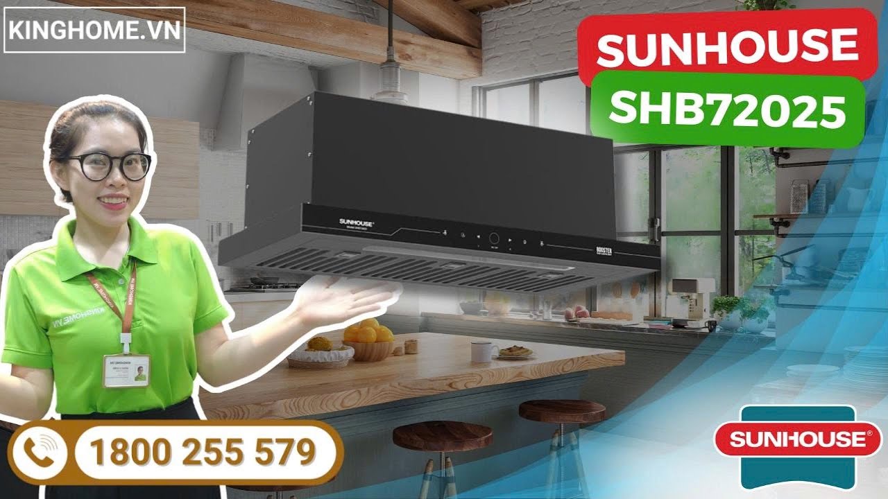 Sunhouse SHB72025: Hút mạnh 1600m3/h, Smart Motion vẫy tay, êm ái dưới 72dB, 4 tốc độ