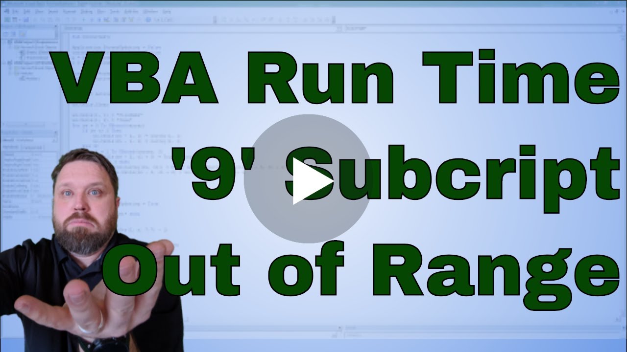 Update VBA Run-Time Error '9' Subscript out of range