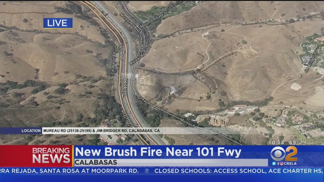 Traffic Shut Down As Brush Fire Breaks Out Near 101 Freeway - YouTube
