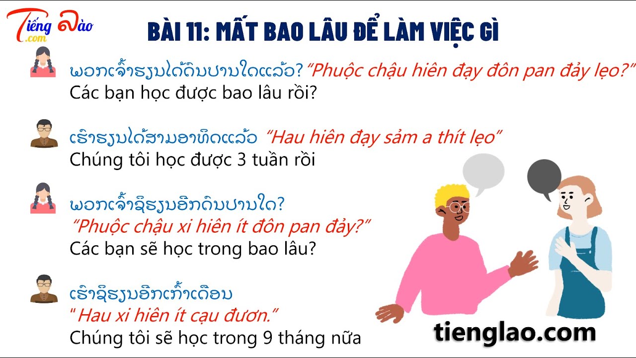 [30 tình huống giao tiếp tiếng Lào] Bài 11-Mất bao lâu... - youtube