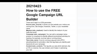 20210423 How to use the FREE Google Campaign URL Builder