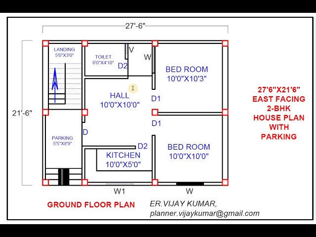 27-6 X 21-6 EAST FACING 2BHK(Affordable Home Plan)PARKING 