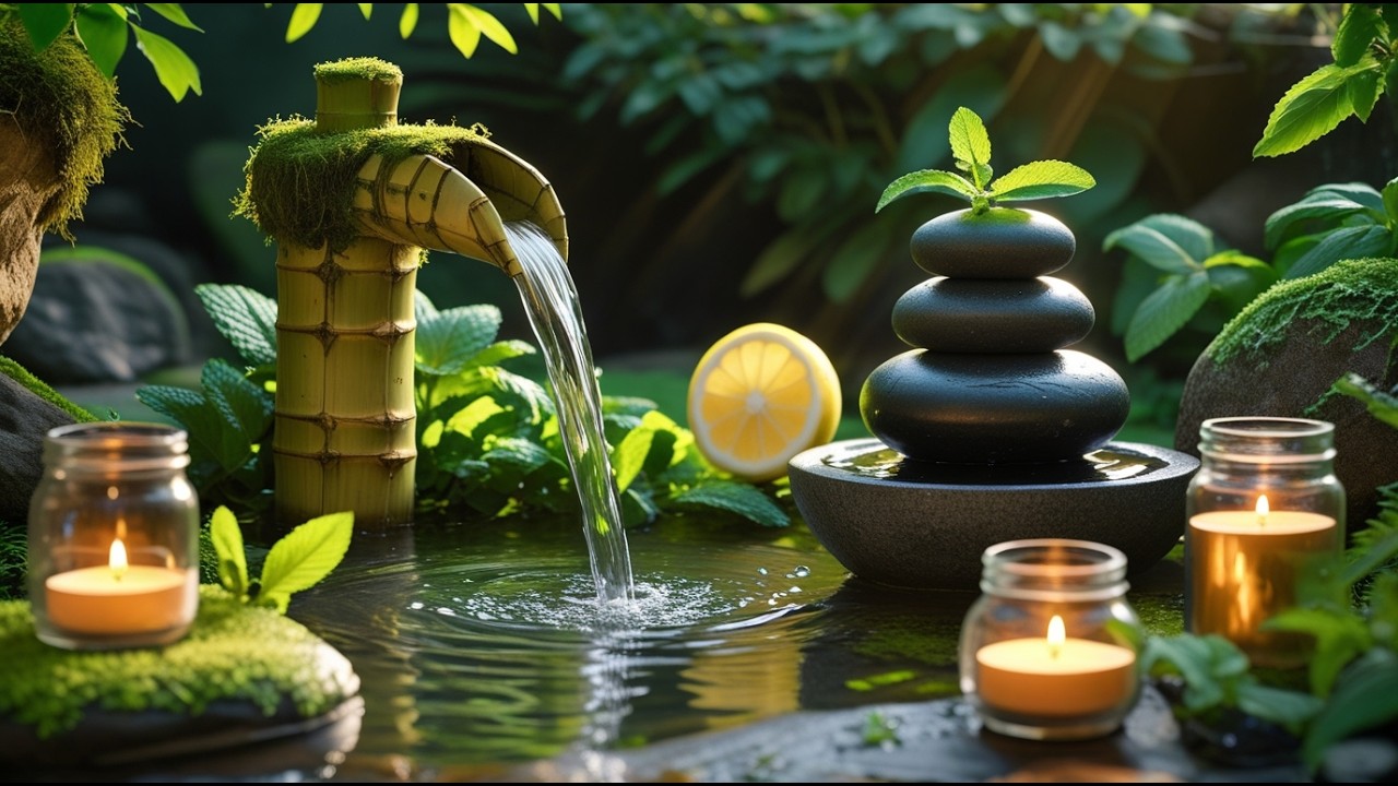 Relaxing Music 🌿 Bamboo Water Sounds • Healing Of Stress, Anxiety And Depressive States.