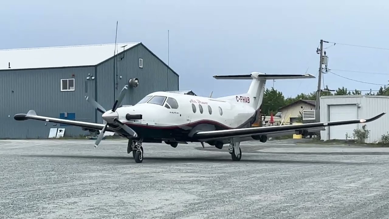 Air bravo PC-12 taxis to the parking 