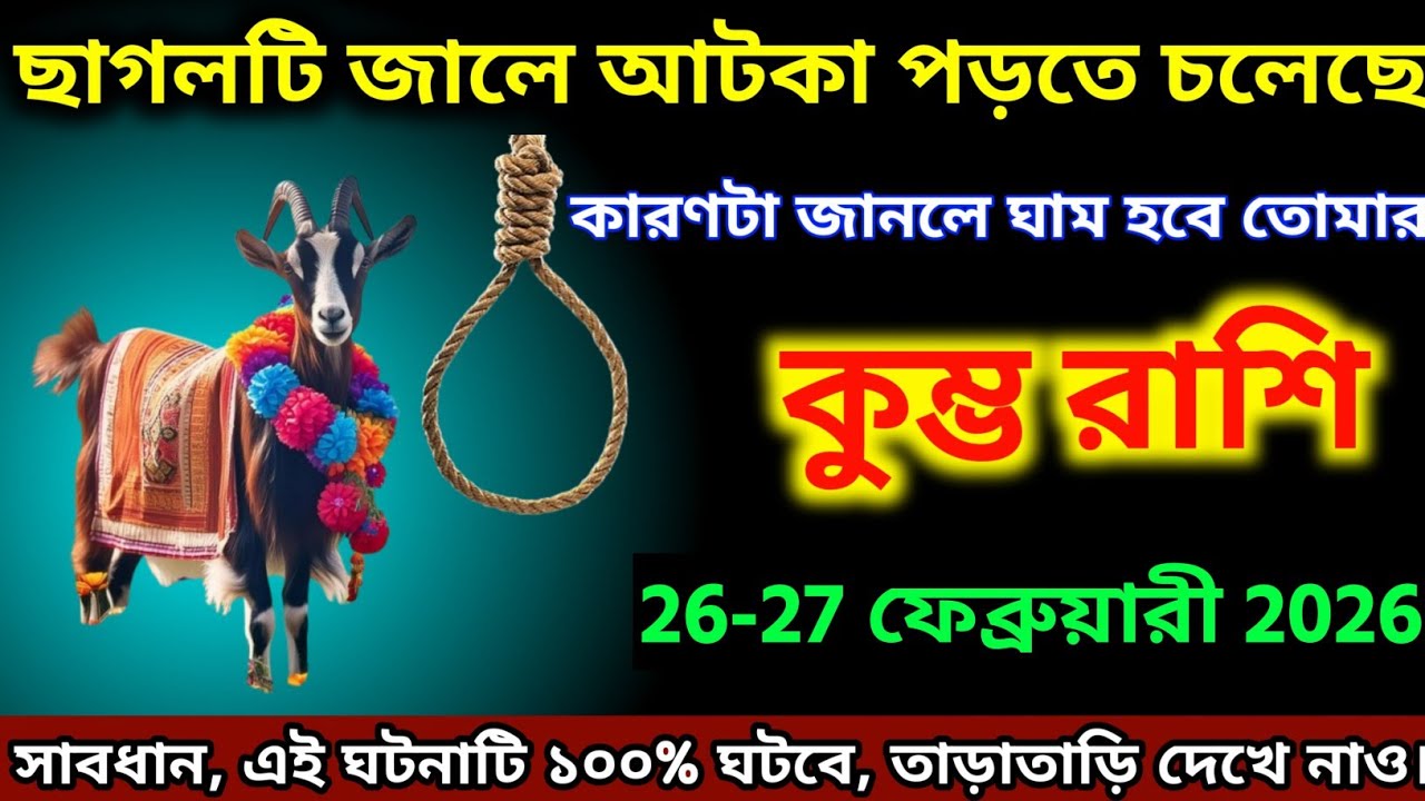 কুম্ভ রাশি,২৬-২৭ ফেব্রুয়ারী, ২০২৬ ছাগলটি জালে আটকা পড়তে চলেছে সাবধান, এই ঘটনাটি ১০০% ঘটবে,।