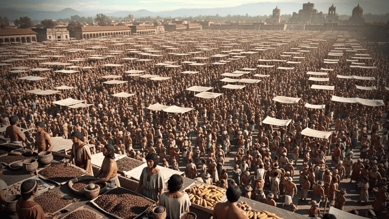 40,000 Traders a Day: The Aztec Market Bigger Than Any in Spain (1519)