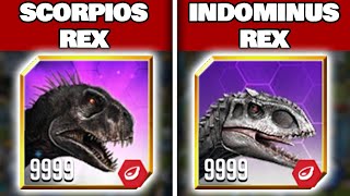 SCORPIOS REX LEVEL 999 vs INDOMINUS REX LEVEL 999 | Jurassic World: The Game