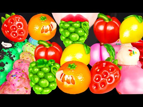 ASMR SWEET BEAN CAKE 과일 화과자 먹방 UNICORN DONUT WAGASHI MUKBANG