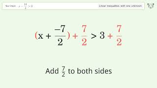 x-14/4 greater than 3 - Solve linear inequalities with one unknown