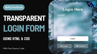 How to create Transparent Login Form using HTML and CSS | HTML & CSS Tutorial | Login Form