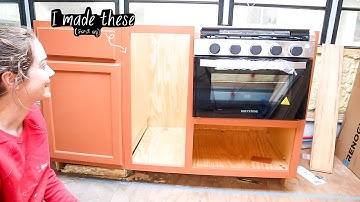 Skoolie Kitchen Design - customizing my cabinets to fit my tiny school bus kitchen (conversion 52)