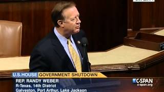 Congressman Weber gives a passionate speech on House floor - Friday October 4, 2013
