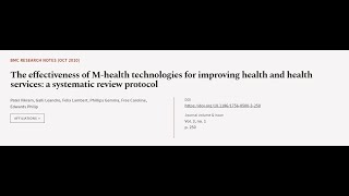 The Effectiveness Of M-Health Technologies For Improving Health And Health Services ... Rtcl.tv