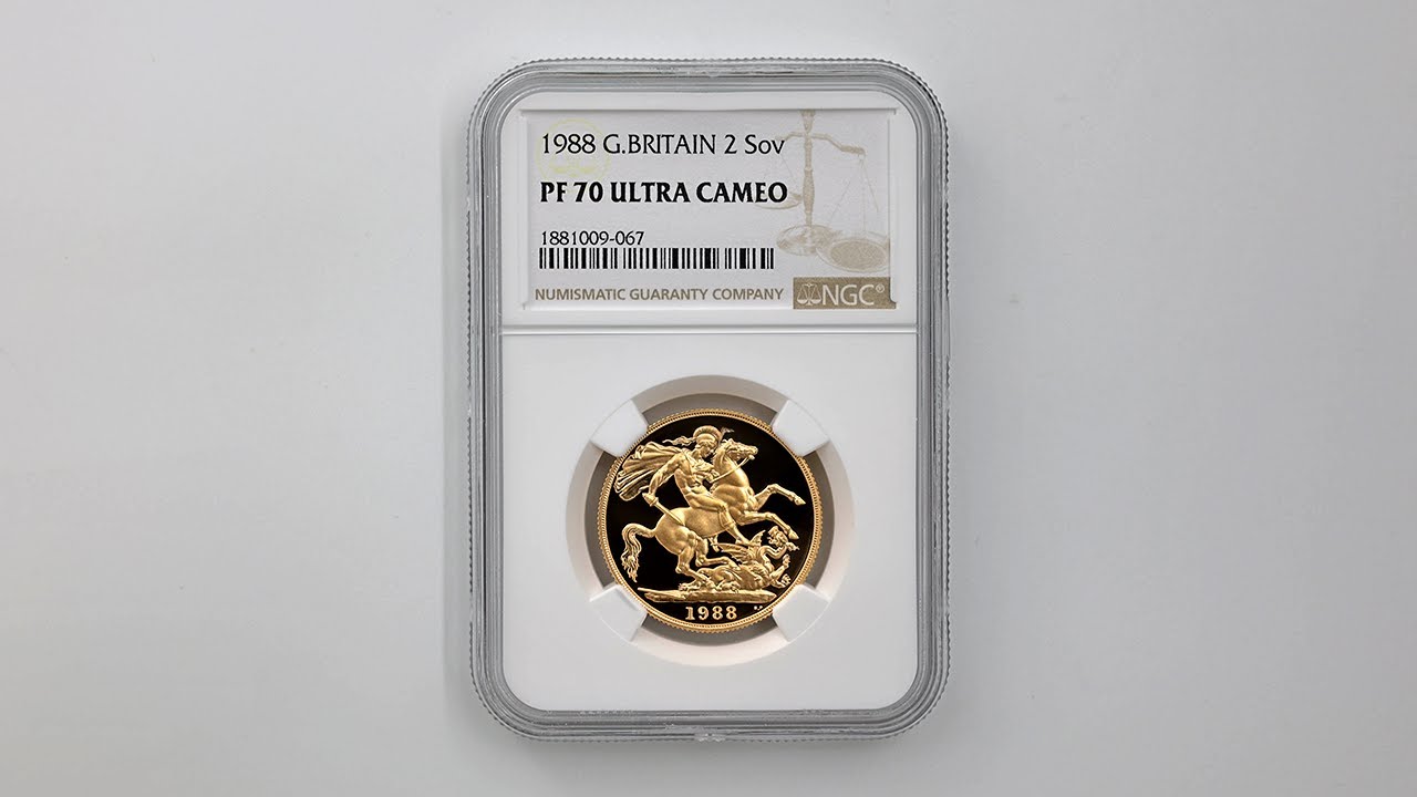 1988 英国 エリザベス2世 ソブリン 2ポンド 金貨 プルーフ NGC PF 70