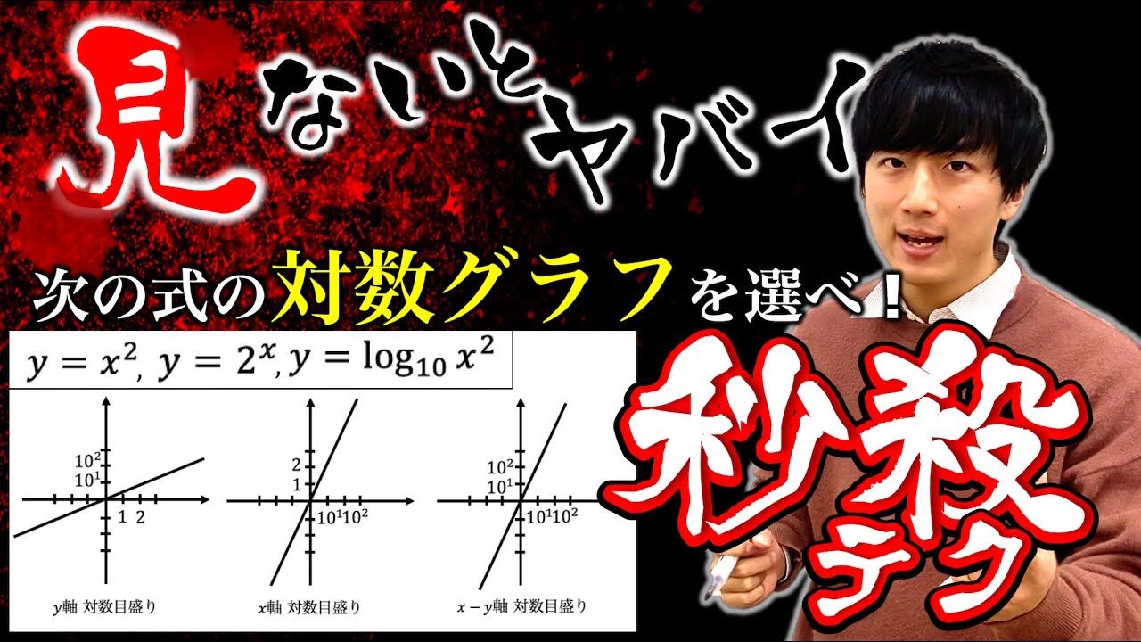 【共通テスト出たらエグい!!】「対数グラフ」を秒殺するテクニック！！_数ⅡB指数対数予想