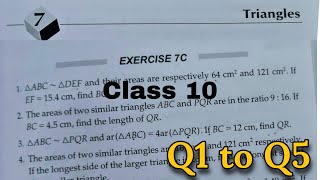 Class 10 Ex 7C Triangles Q1 to Q5 | Chapter 7 | CBSE | RS Aggarwal | Rajmith study