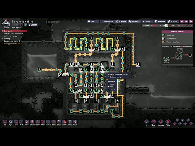 ONI Steam Turbine setup (non-continuous, deletes some steam over