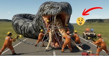 Smart Dog Helps Rescue Team Save Giraffe from Giant Python Attack!